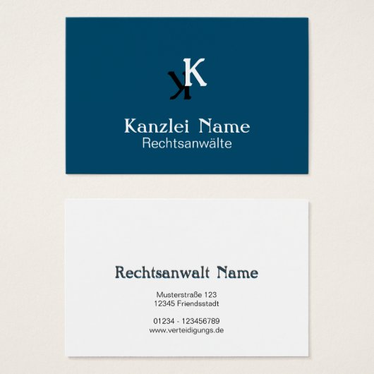 Klassisch blau  visitekaartje (Voorkant /achterkant)