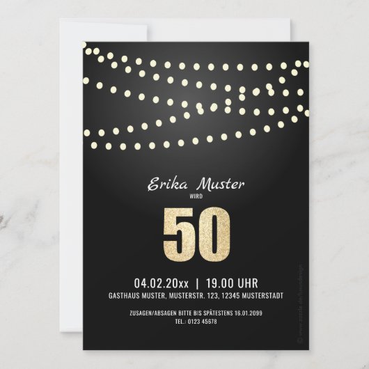 Klassische & edle Einladung 50. Geburtstag Aankondiging (Voorkant)