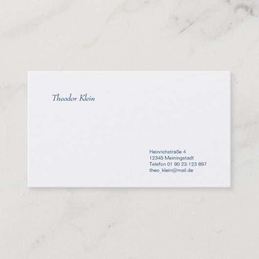 Klassische Visitenkarte Visitekaartje (Voorkant)