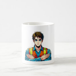 Klassische, weiße Tasse mit Manga-Sicherheitsfachm Koffiemok