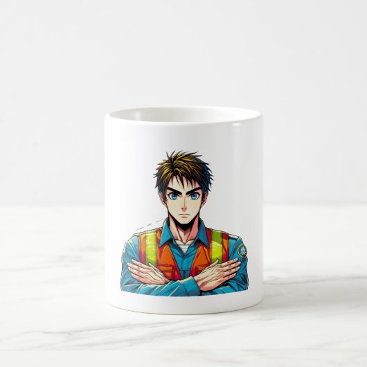 Klassische, weiße Tasse mit Manga-Sicherheitsfachm Koffiemok (Center)