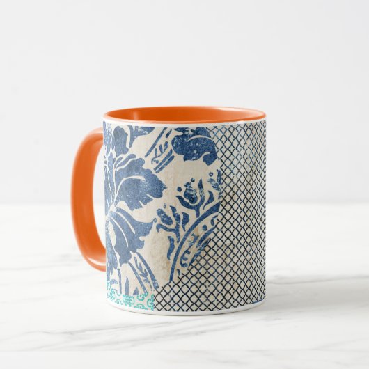 Klassisches Patchworkmuster in Indigo und Türkis  Mok (Voorkant links)