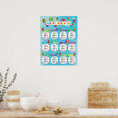 Klassroom Birthday Board in Hot Air ballonthema Poster (Keuken)