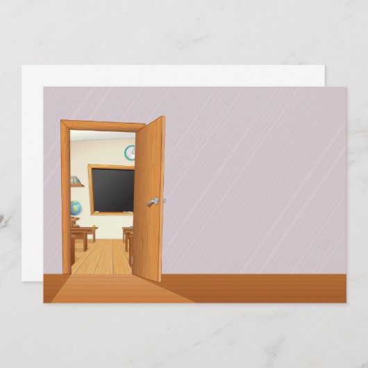 Klassroom door een open deur uitnodigingen (Voorkant / Achterkant)