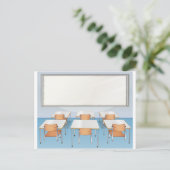 Klassroom vol stoelen en tafels briefkaart (Staand voorkant)