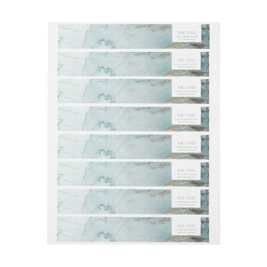 KLASSY AQUA DUSKY BLUE GOLD AGATE MONOGRAM WEDDING (Vel)