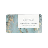KLASSY AQUA DUSKY BLUE GOLD AGATE MONOGRAM WEDDING ETIKET (Voorkant)