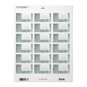 KLASSY AQUA DUSKY BLUE GOLD AGATE MONOGRAM WEDDING ETIKET (Full Sheet)