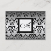 KLASSY BLACK EN SILVER DAMASK SQUARE MONOGRAM VISITEKAARTJE (Achterkant)