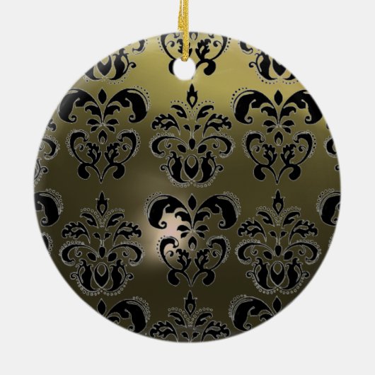 KLASSY BLACK GRAY RED DAMASK EN RUBY GEM STONE KERAMISCH ORNAMENT (Achterkant)