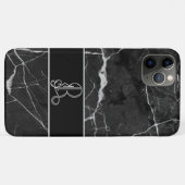 KLASSY BLACK MARBLE LOOK, MONOGRAM R Case-Mate iPhone CASE (Achterkant (horizontaal))