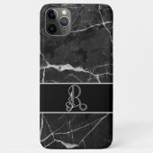 KLASSY BLACK MARBLE LOOK, MONOGRAM R Case-Mate iPhone CASE (Achterkant)