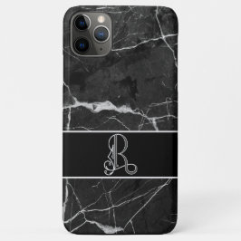 KLASSY BLACK MARBLE LOOK, MONOGRAM R Case-Mate iPhone CASE