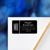 Klassy Blk & White/DIY Name Address Monogram/Vs 2 Etiket