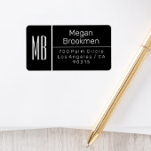 Klassy Blk & White/DIY Name Address Monogram/Vs 2 Etiket