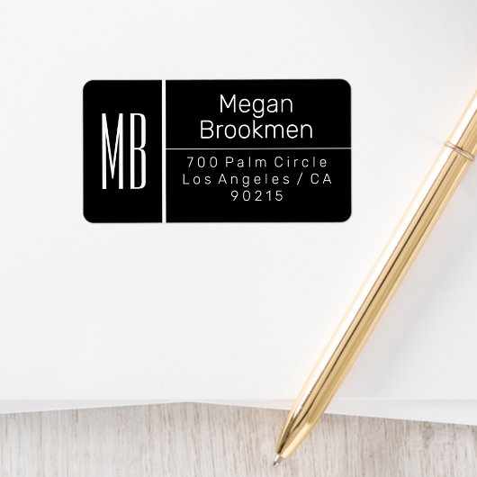Klassy Blk & White/DIY Name Address Monogram/Vs 2 Etiket