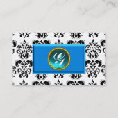 KLASSY DAMASK MONOGRAM blue aquamarine Visitekaartje (Achterkant)
