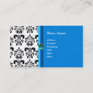 KLASSY DAMASK MONOGRAM blue aquamarine Visitekaartje