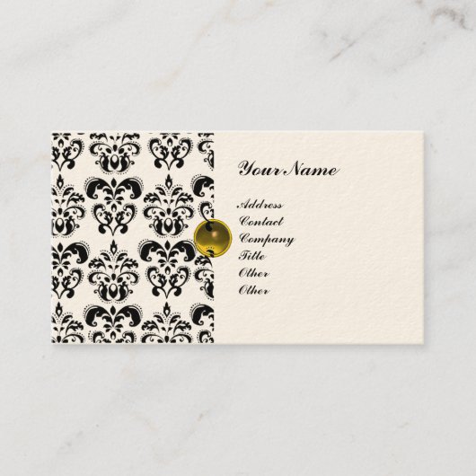 KLASSY DAMASK MONOGRAM metallic crème Visitekaartje (Voorkant)
