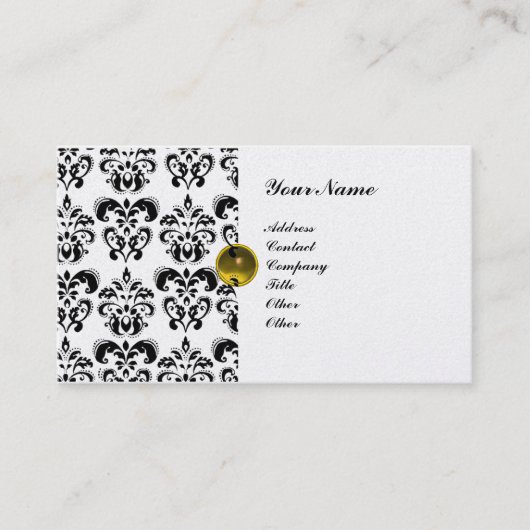 KLASSY DAMASK MONOGRAM metallic platina Visitekaartje (Voorkant)