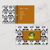 KLASSY DAMASK MONOGRAM, paarse topaz geel Visitekaartje (Voorkant / Achterkant)