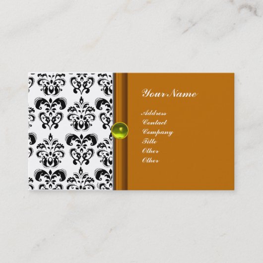 KLASSY DAMASK MONOGRAM, paarse topaz geel Visitekaartje (Voorkant)