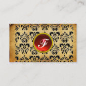 KLASSY DAMASK PARCHMENT MONOGRAM rood zwart Visitekaartje (Achterkant)