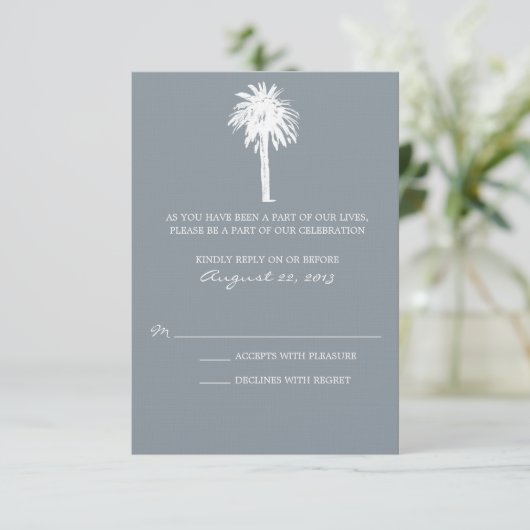 Klassy Gray Palm Tree Destination RSVP (Staand voorkant)