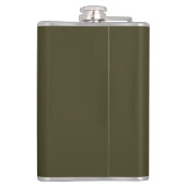 Klassy Khaki Flask "Hands Off" Text> Hip Flask Heupfles (Achterkant)