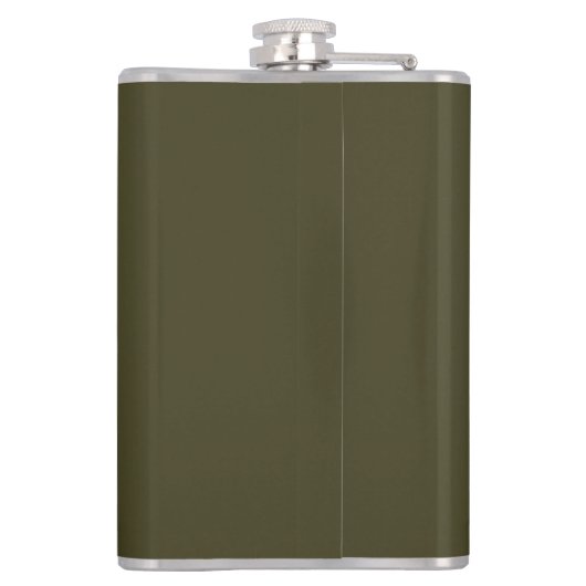 Klassy Khaki Flask "Hands Off" Text> Hip Flask Heupfles (Achterkant)