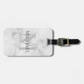 Klassy Marble - Gepersonaliseerd monogram en naam Bagagelabel (Voorkant horizontaal)