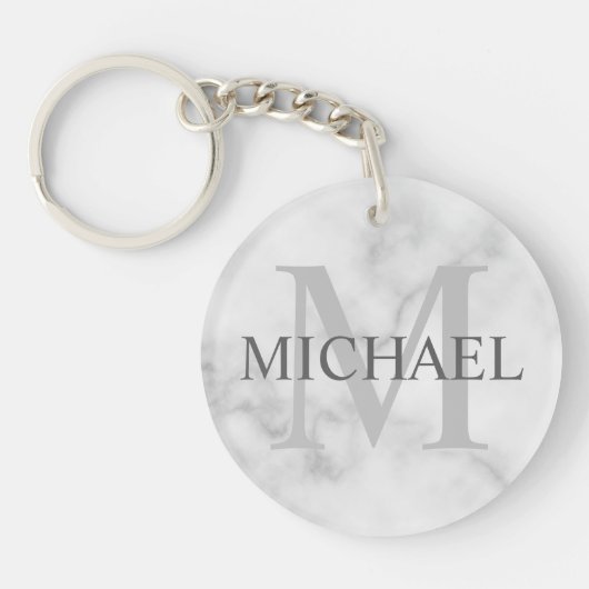 Klassy Marble - Gepersonaliseerd monogram en naam Sleutelhanger (Voorkant)
