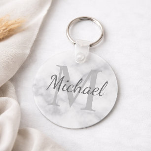 Klassy Marble - Gepersonaliseerd monogram en naam Sleutelhanger