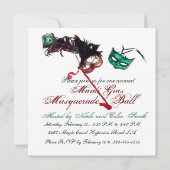 KLASSY MARDI GRAS MASQUERADE BALL MASKJE blauw wit Kaart (Achterkant)