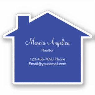 Klassy Real Estate Sticker Label Blue House Shape