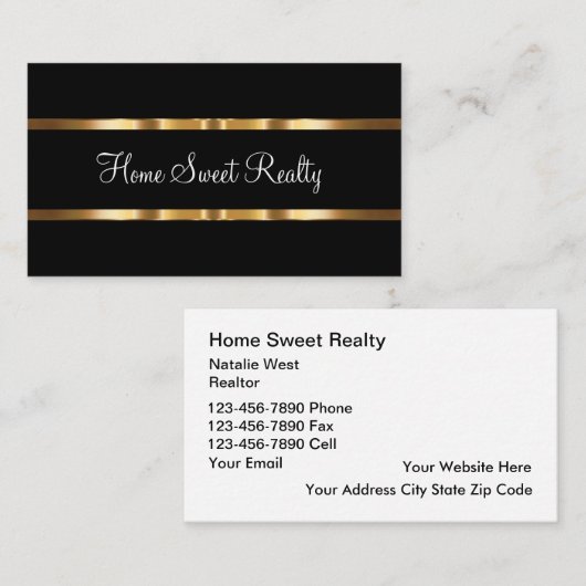 Klassy Real Realtor Theme Bedrijfskaart Sjabloon Visitekaartje (Voorkant / Achterkant)