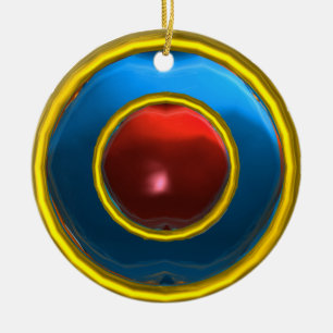 KLASSY RUBY EN SAPPHIRE GEM STONES KERAMISCH ORNAMENT