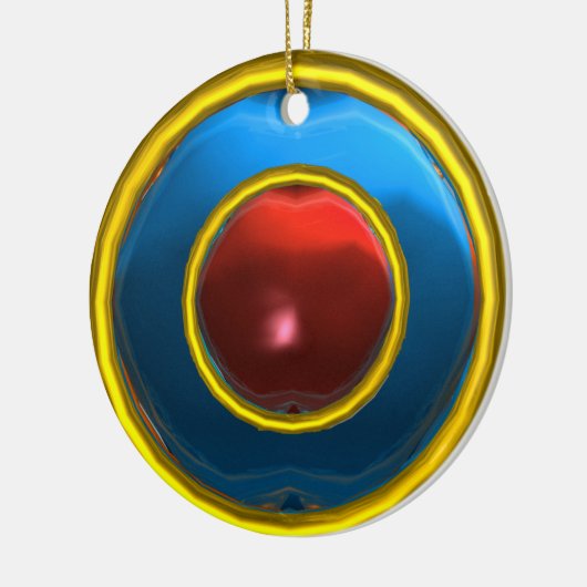 KLASSY RUBY EN SAPPHIRE GEM STONES KERAMISCH ORNAMENT (Links)