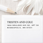 Klassy zwart wit links uitgelijnd terugkeeradres etiket (Insitu)