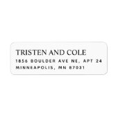 Klassy zwart wit links uitgelijnd terugkeeradres etiket (Voorkant)