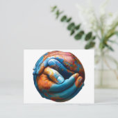 Klasvormige handen vormen planeet Aarde Wereldvred Briefkaart (Staand voorkant)