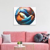 Klasvormige handen vormen planeet Aarde Wereldvred Canvas Afdruk (Insitu (Woonkamer))