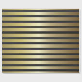 Klaszwart en gouden strepen cadeaupapier (Vlak)