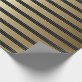 Klaszwart en gouden strepen cadeaupapier (Hoek)