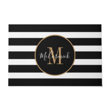 Klaszwart en witte strips Gold-monogram