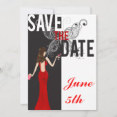 Klaszwart, wit en rood sparen de Datum Save The Date (Voorkant)