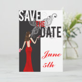 Klaszwart, wit en rood sparen de Datum Save The Date (Staand voorkant)