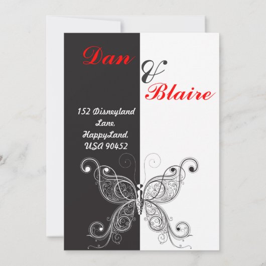 Klaszwart, wit en rood sparen de Datum Save The Date (Achterkant)