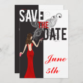 Klaszwart, wit en rood sparen de Datum Save The Date (Voorkant / Achterkant)