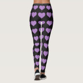 Klaszwarte leggings met een paars hartpatroon (Achterkant)